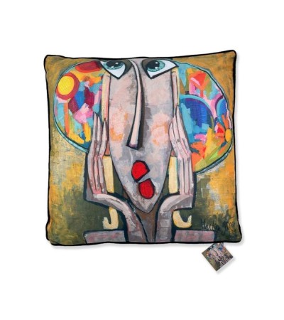 Coussin fille au chapeau fleuri – Déco bohème | Lumiland