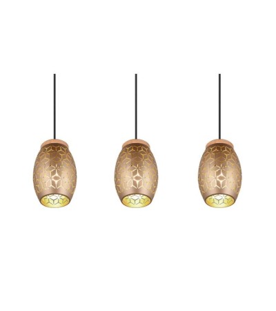 Suspension BIDAR 3 lumières – Luminaire café or | Lumiland
