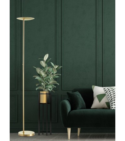 Lampadaire LED DAPHNE en coloris blanc acier brossé ou laiton patiné