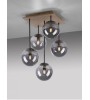 Plafonnier FLAMME – Luminaire bois et verre fumé | Lumiland