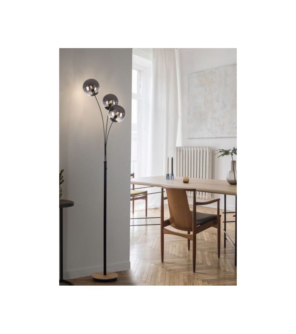 Lampadaire FLAMME – Luminaire design en bois et verre fumé Lampadaire FLAMME – Luminaire design en bois et verre fumé