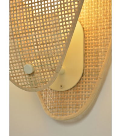 Applique murale COQUILLAGE, Cannage & bois clair – Design naturel