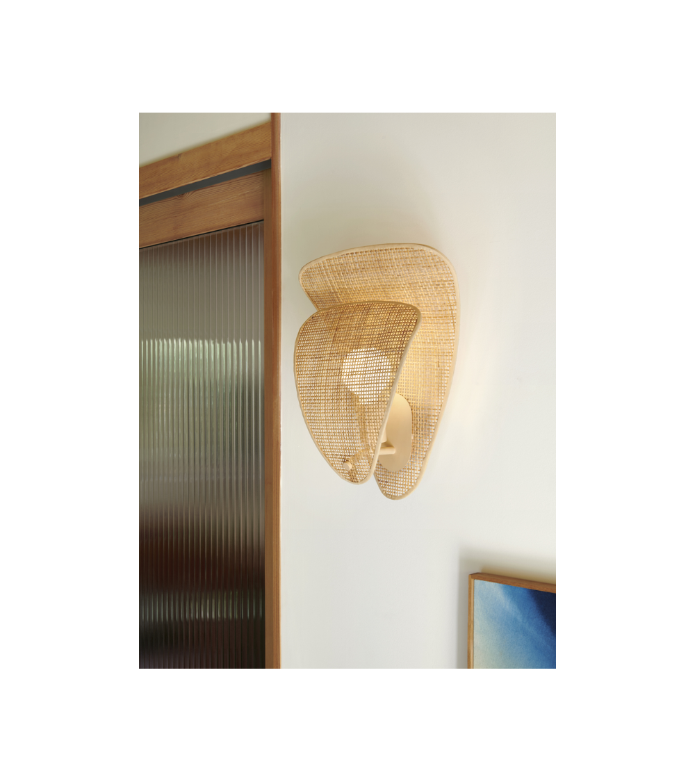 Applique murale COQUILLAGE, Cannage & bois clair – Design naturel Applique murale COQUILLAGE, Cannage & bois clair – Design naturel