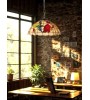Suspension TIFFANY ROSALIA – Luminaire en verre vitrail fleuri