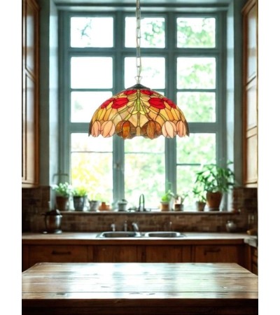 Suspension TIFFANY TULIPA – Luminaire en verre vitrail