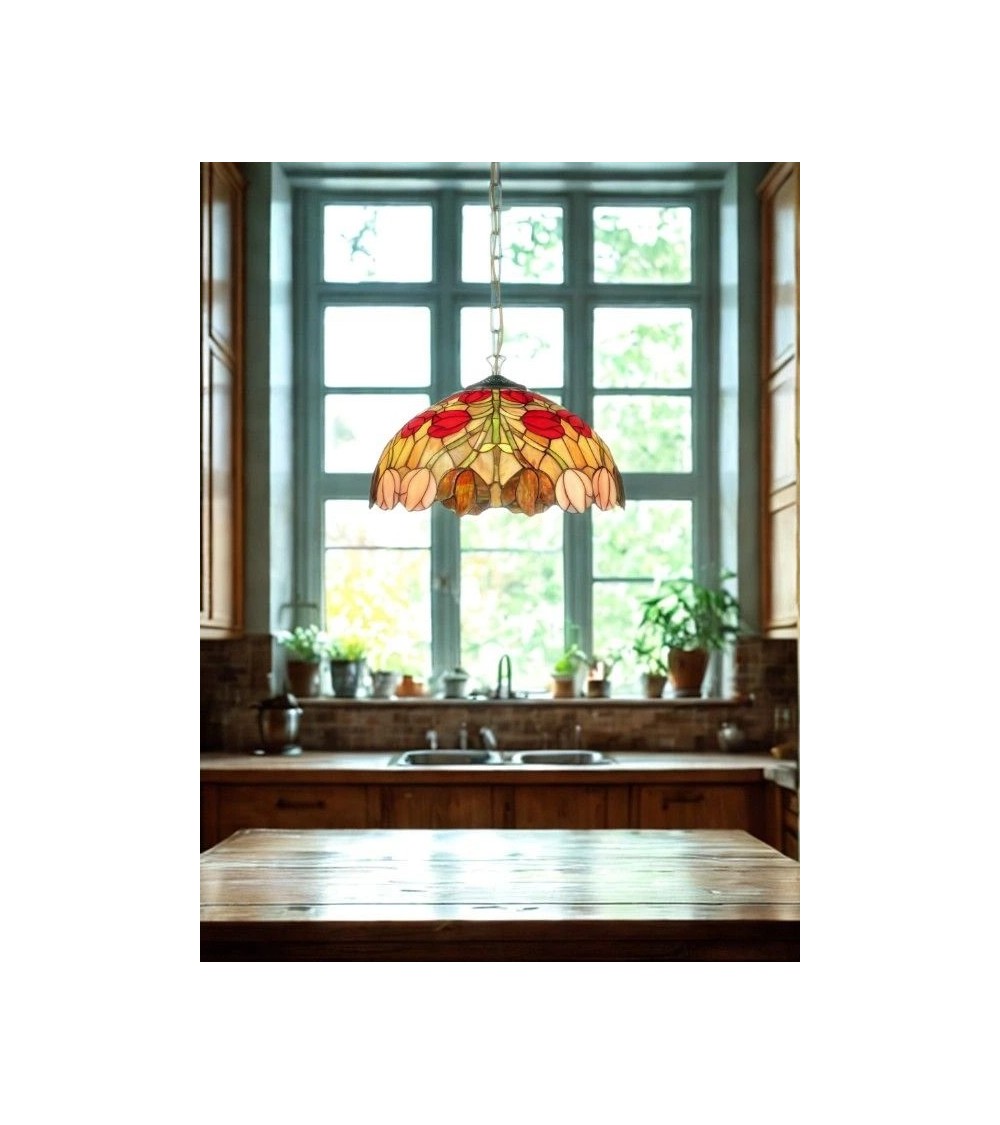 Suspension TIFFANY TULIPA – Luminaire en verre vitrail Suspension TIFFANY TULIPA – Luminaire en verre vitrail
