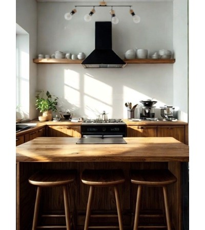 Spot MARJOLAINE – Luminaire bois & métal noir