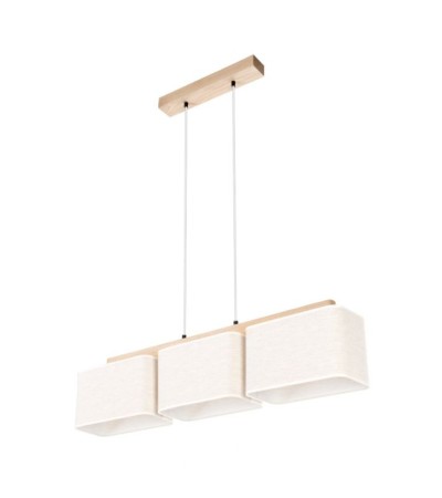 Suspension BOHO – Tissu lin & bois naturel, style épuré