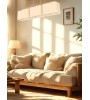 Suspension BOHO – Tissu lin & bois naturel, style épuré