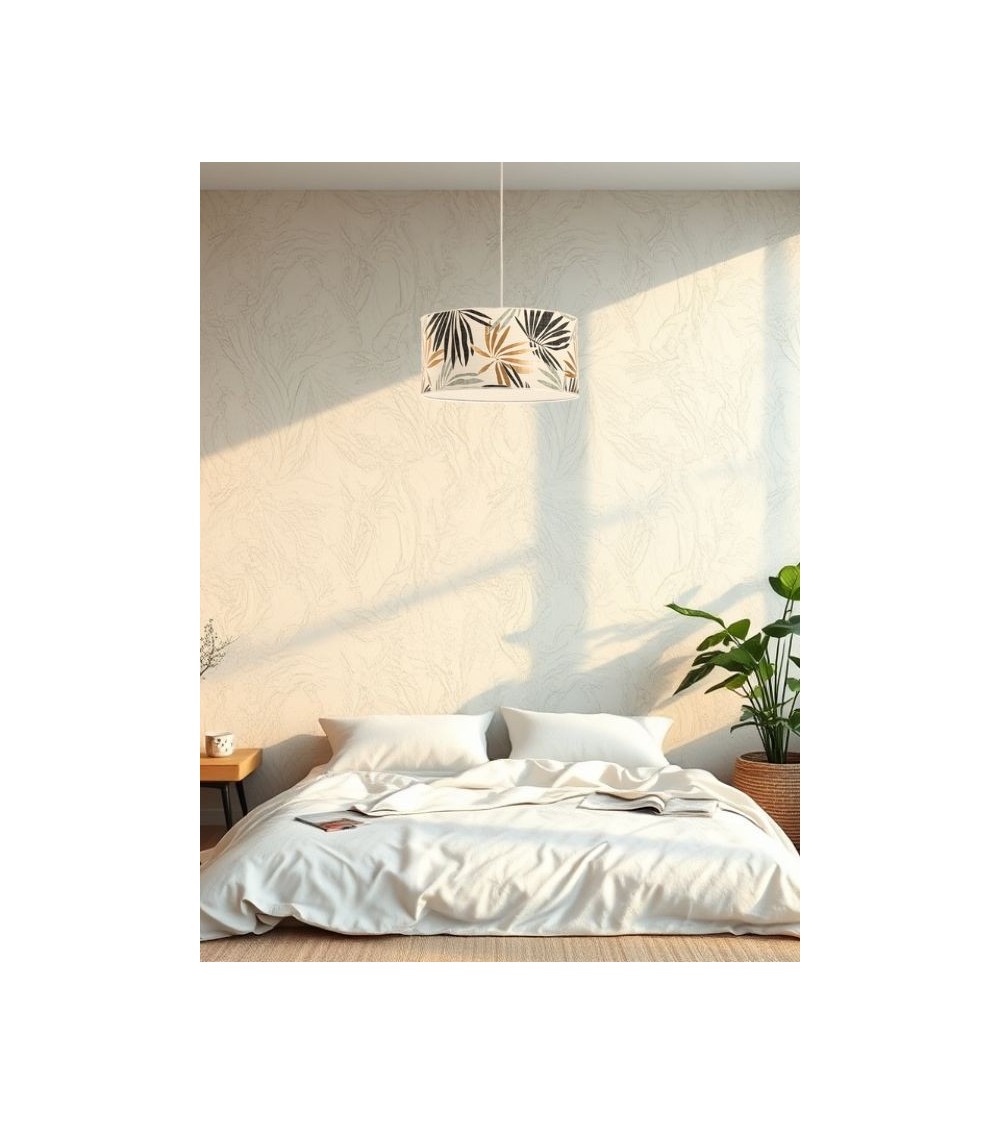 Suspension HOJA – Feuillage bohème en bois et papier peint Suspension HOJA – Feuillage bohème en bois et papier peint