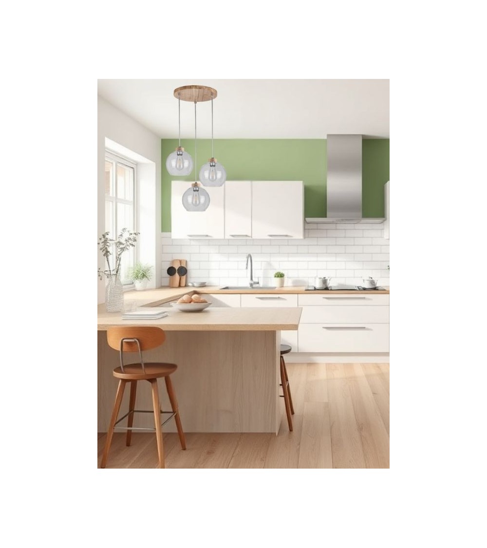 Suspension LAGUNA bois et verre – design naturel & épuré Suspension LAGUNA bois et verre – design naturel & épuré
