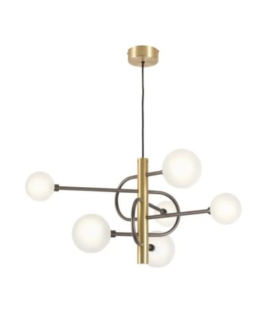 Lustre DIAPASON – 6 lumières laiton et verre made in France 