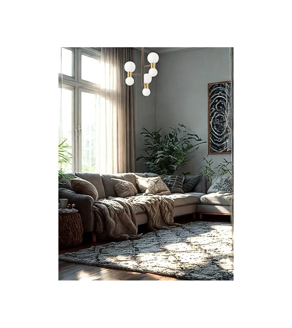 Lustre design WOOL – 6 ou 12 lumières en verre opale Lustre design WOOL – 6 ou 12 lumières en verre opale