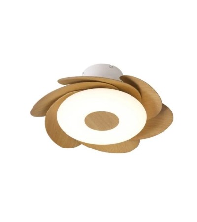 Ventilateur FLOWER Blanc / Bois : LED dimmable & design floral