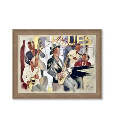 Tableau ATTICA BLUES – Farel | Scène de jazz colorée 72×92 cm