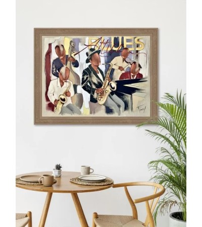 Tableau ATTICA BLUES – Farel | Scène de jazz colorée 72×92 cm