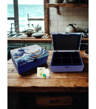Boîte à thé LA VAGUE – Rangement élégant inspiré de l’art japonais