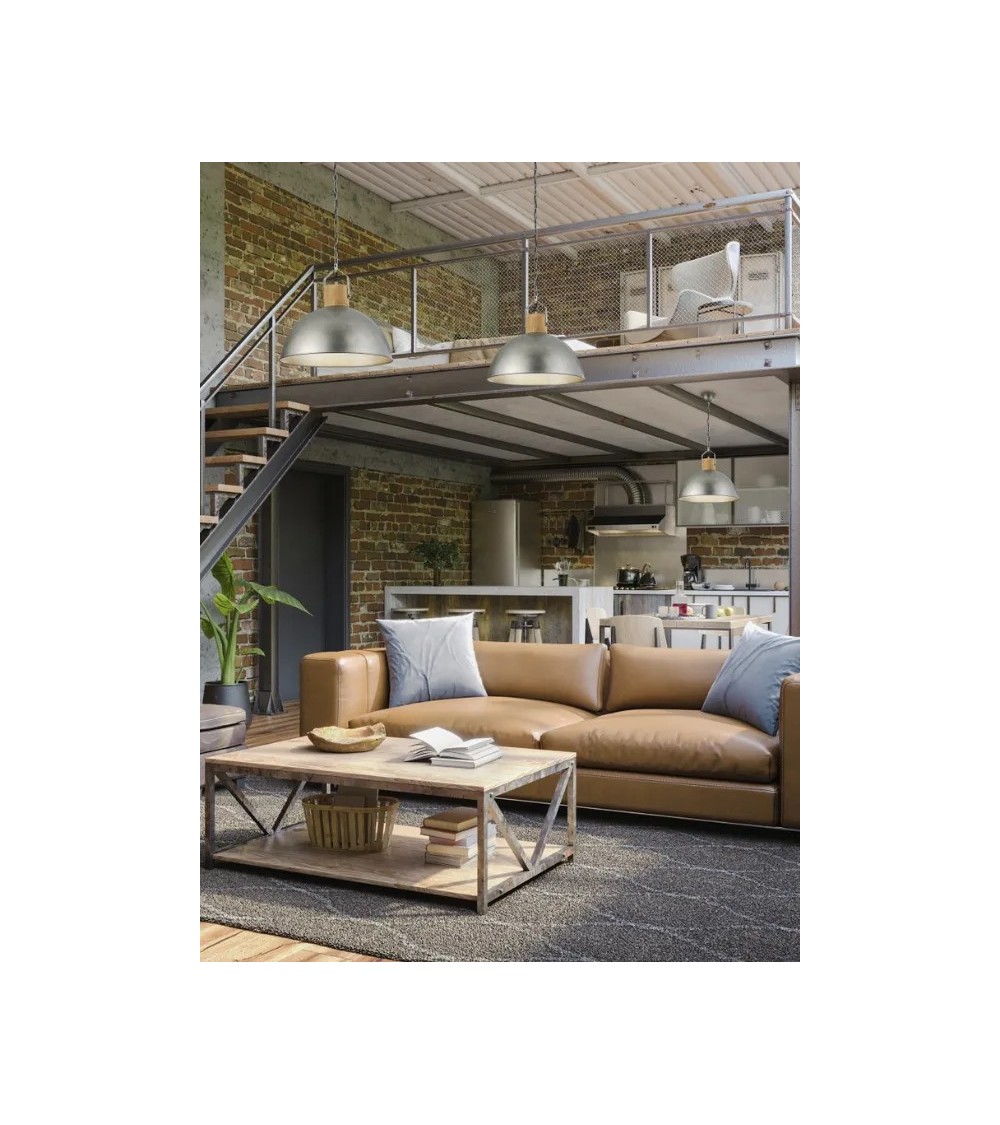 Suspension DEHLI – Luminaire vintage bois et métal
