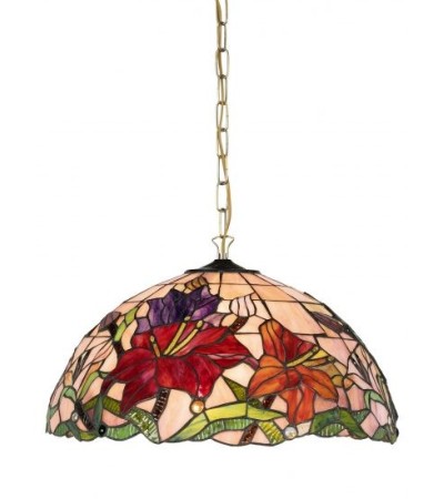 Suspension Tiffany fleur en vitrail – Luminaire floral élégant