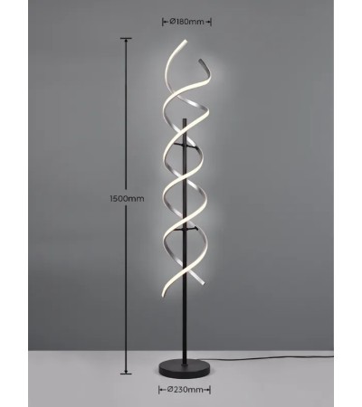 Lampadaire SEQUENCE – LED spirale dimmable noir/doré