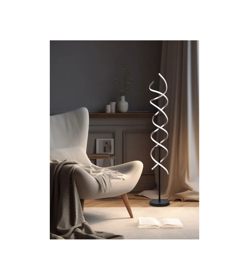 Lampadaire SEQUENCE – LED spirale dimmable noir/doré