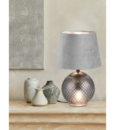 Lampe à poser JONNA en verre nervuré et velours – Élégance déco