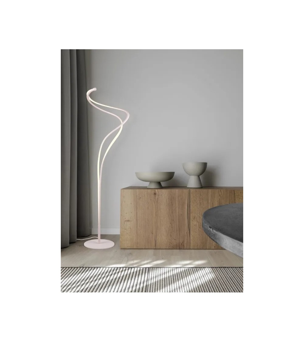 Lampadaire NALA – LED incurvée tactile doré et blanc Lampadaire NALA – LED incurvée tactile doré et blanc