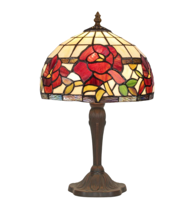 Lampe Tiffany ROSALEE : Petite lampe à poser en verre coloré