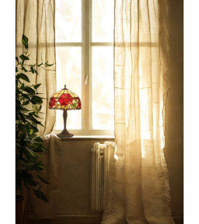 Lampe Tiffany ROSALEE : Petite lampe à poser en verre coloré