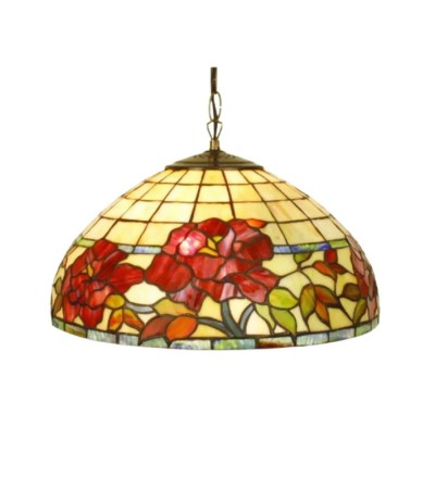 Suspension Tiffany ELORA – Luminaire vitrail floral – Art nouveau