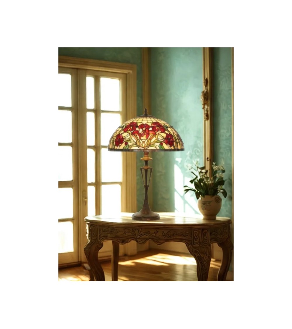 Lampe Tiffany IRIS ROYAL – Lampe vitrail florale | Lumiland Lampe Tiffany IRIS ROYAL – Lampe vitrail florale | Lumiland