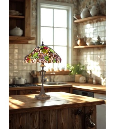 Lampe Tiffany LUMÉA – Grande lampe vitrail – Style Art Nouveau