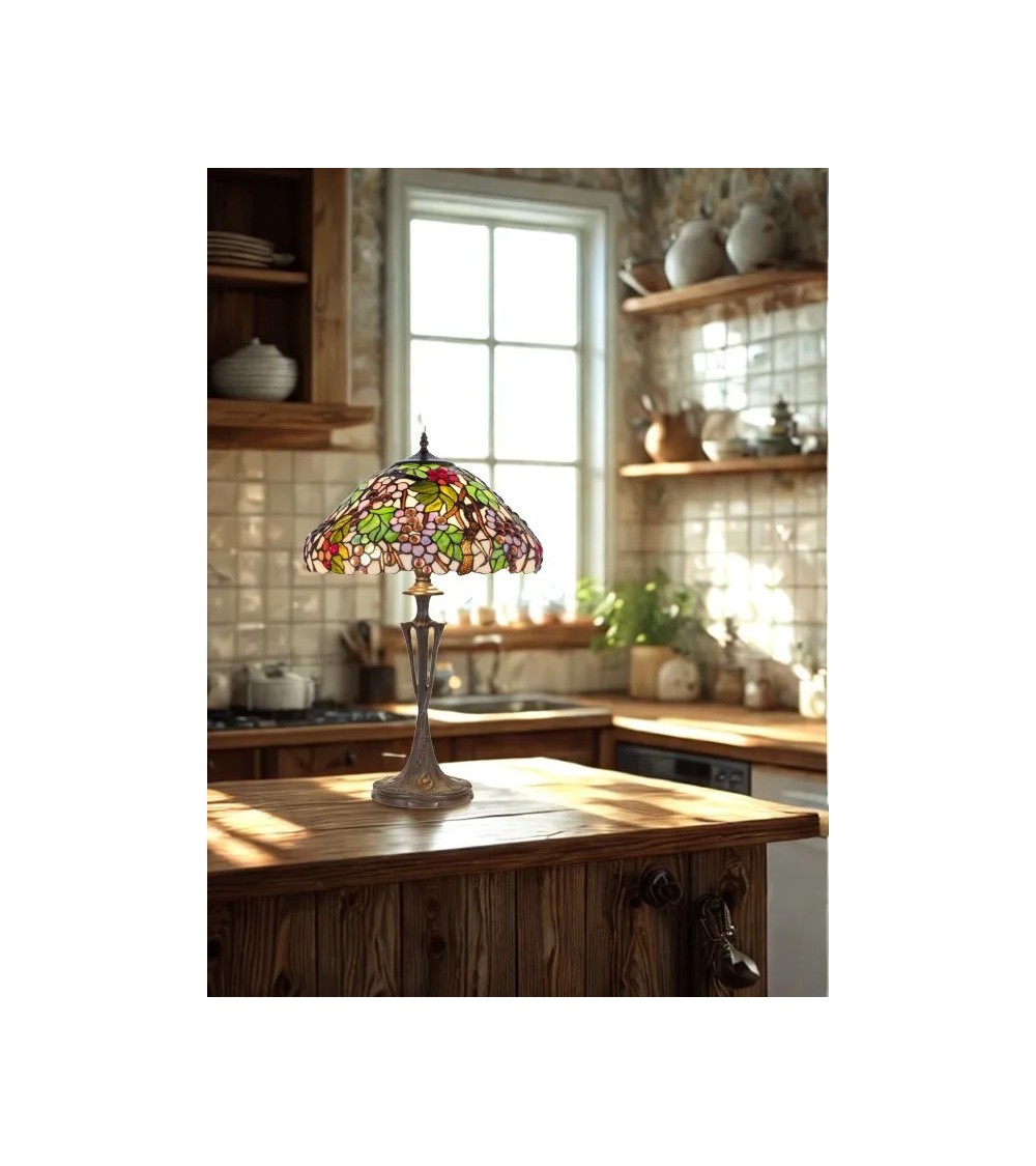 Lampe Tiffany LUMÉA – Grande lampe vitrail – Style Art Nouveau