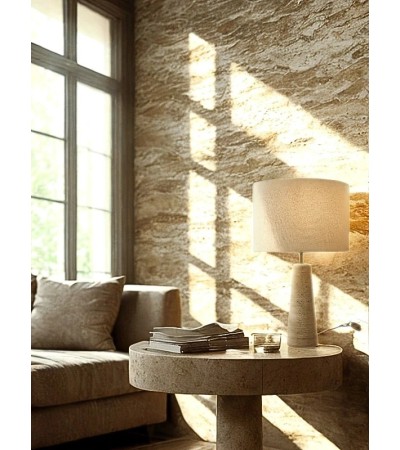 Lampe Ravel travertin et lin – Luminaire design | Lumiland