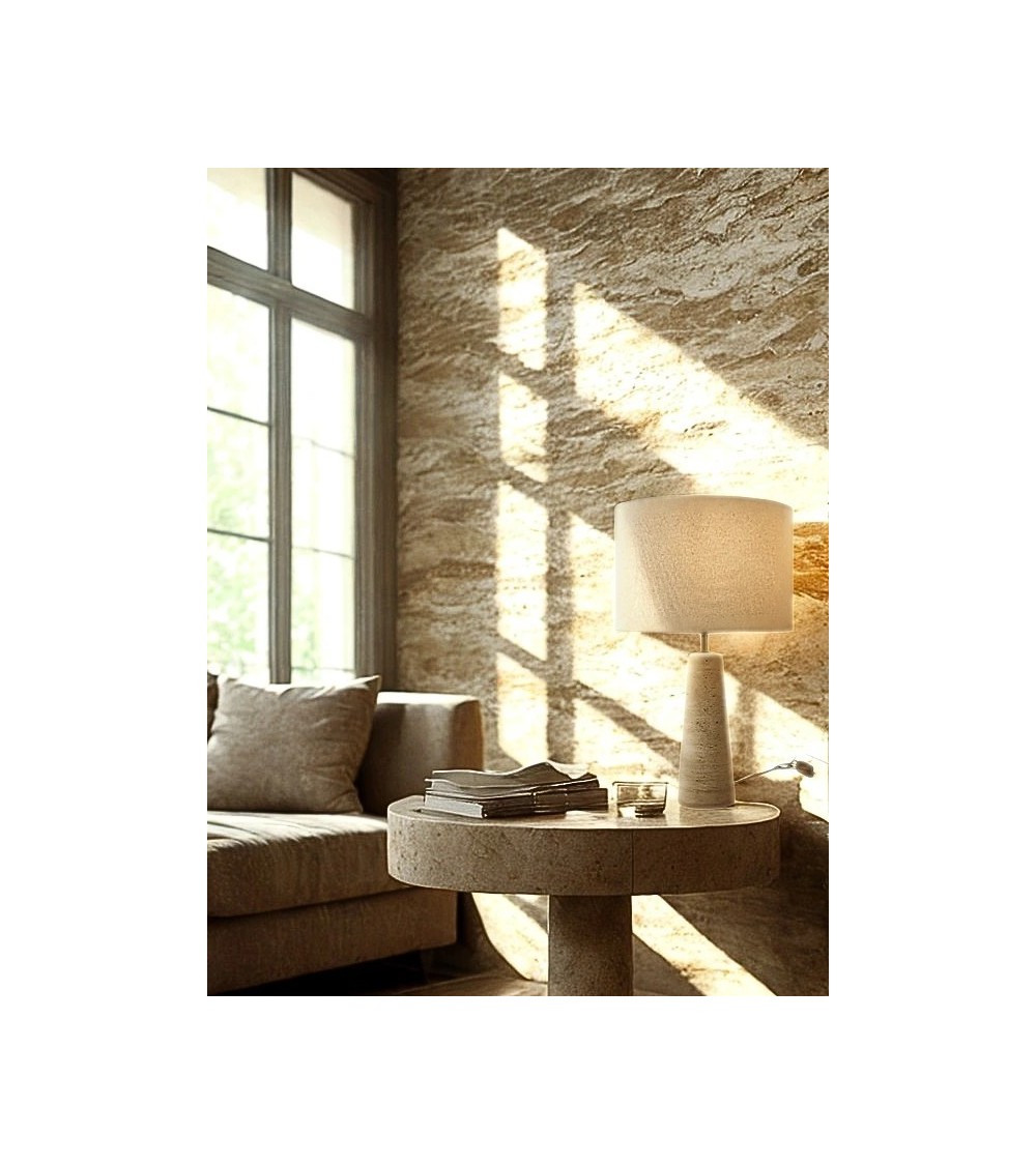 Lampe Ravel travertin et lin – Luminaire design | Lumiland Lampe Ravel travertin et lin – Luminaire design | Lumiland