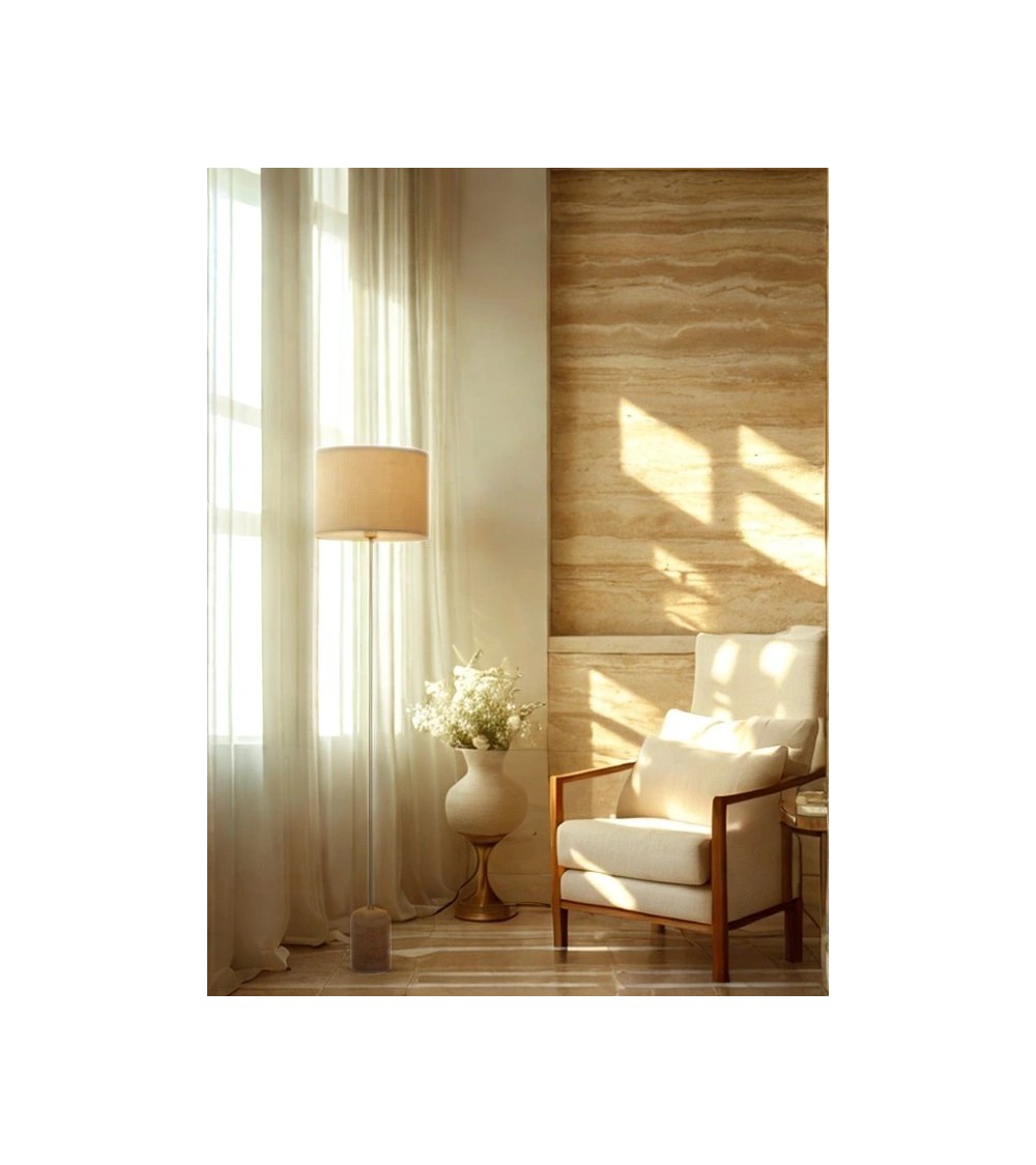 Lampadaire ORFÉA travertin et lin – Luminaire naturel | Lumiland Lampadaire ORFÉA travertin et lin – Luminaire naturel | Lumiland