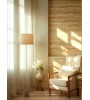 Lampadaire ORFÉA travertin et lin – Luminaire naturel | Lumiland