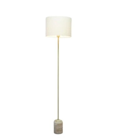 Lampadaire ORFÉA travertin et lin – Luminaire naturel | Lumiland
