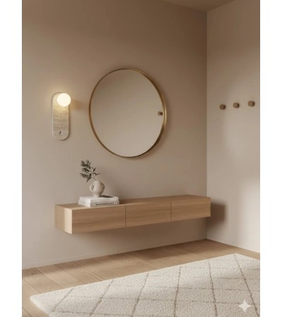 Applique Elya travertin et verre sablé – Luminaire mural
