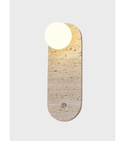 Applique Elya travertin et verre sablé – Luminaire mural