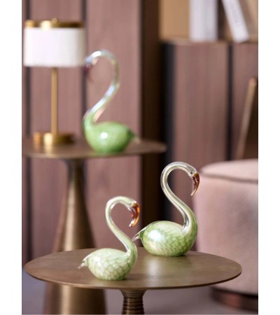 Objet décoratif SWAN – Sculpture en verre vert | Lumiland
