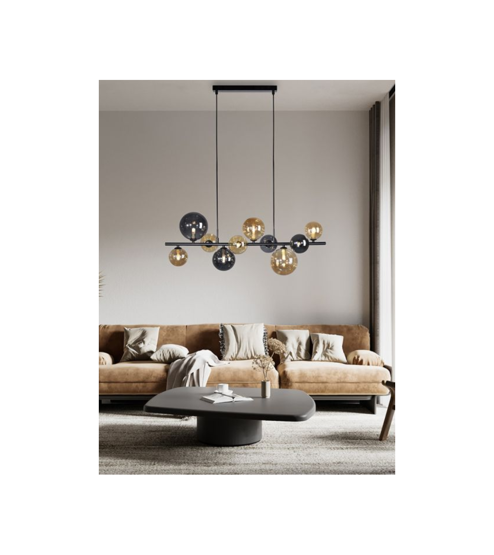 Suspension POPSICLE – Luminaire design en verres fumés & ambrés