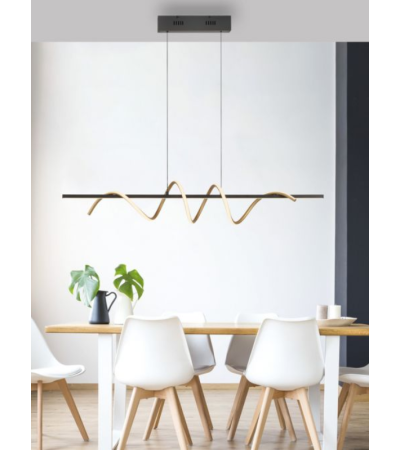 Suspension EMANDA – Luminaire LED design noir & laiton