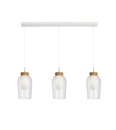 Suspension NORA 3 lumières – Luminaire bois et blanc | Lumiland