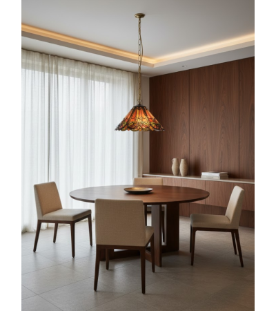 Suspension TIFFANY AMBERA – Vitrail artisanal | Lumiland