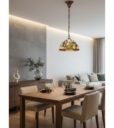Suspension TIFFANY IRIS – Vitrail floral décoratif | Lumiland