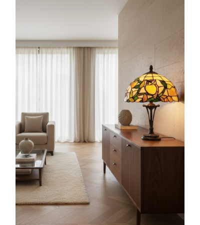 Lampe Tiffany Chouettia – Lampe vitrail chouette | Lumiland