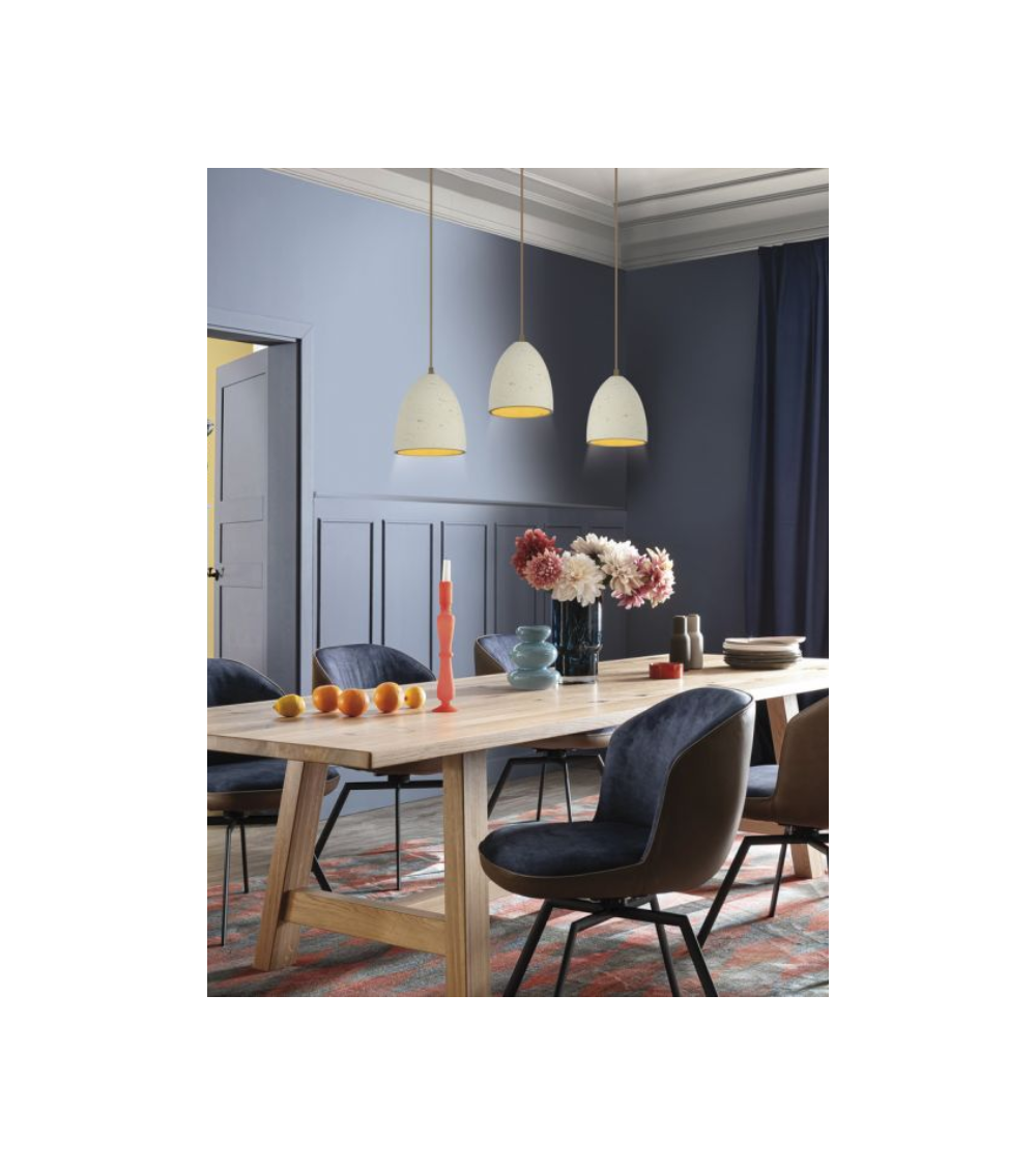 Suspension TRAVENTA – 3 lumières aspect travertin | Lumiland