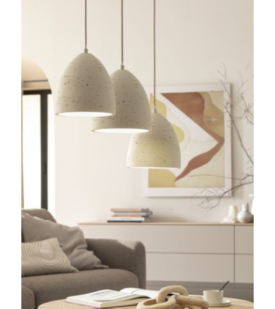 Suspension TRAVENTA – 3 lumières aspect travertin | Lumiland