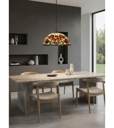 Suspension Tiffany Rosélia – Suspension vitrail Ø40 cm | Lumiland